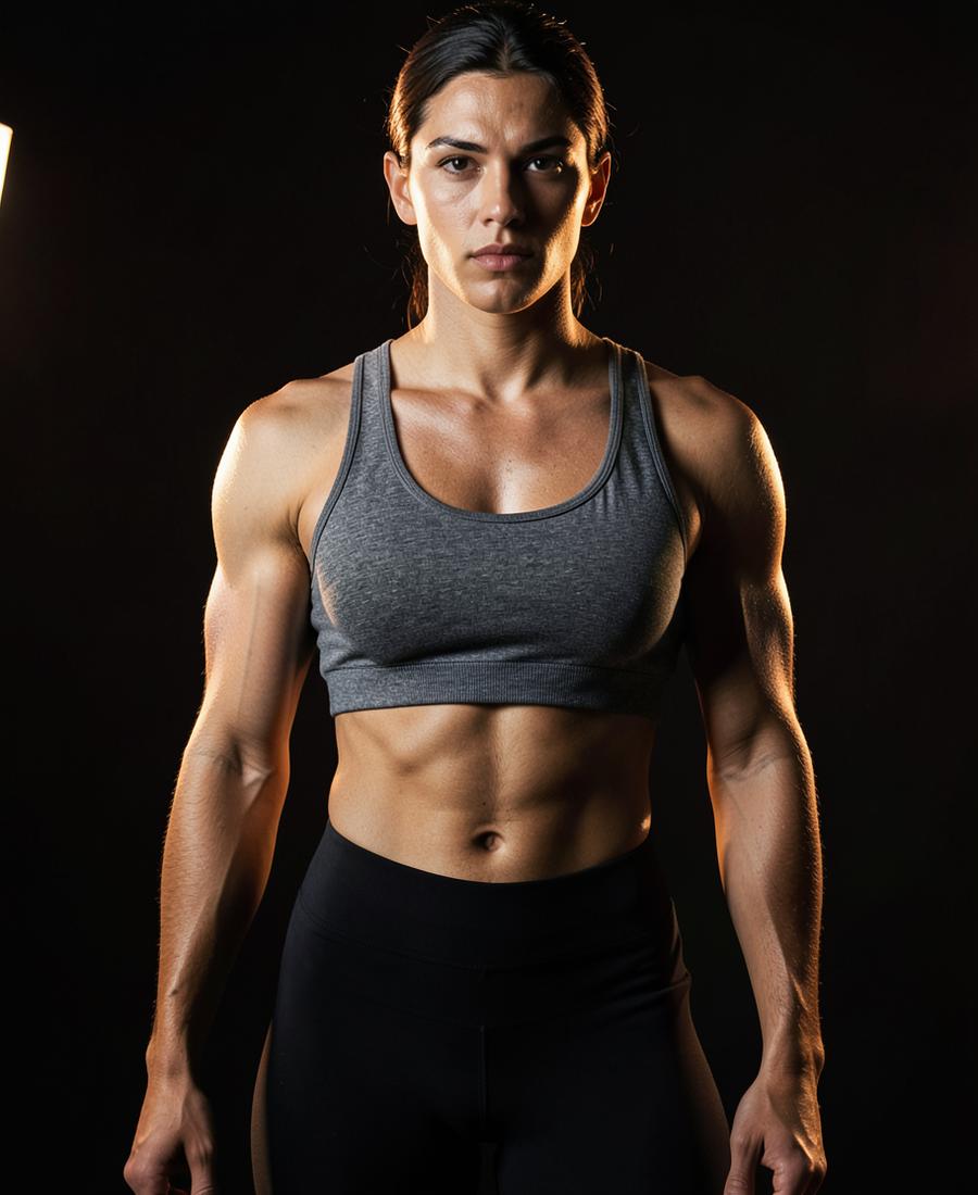 Athlete in a charcoal FINISHER sports bra